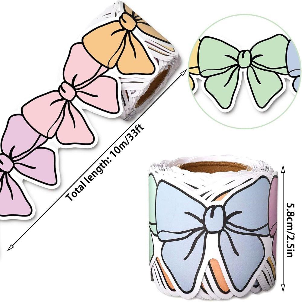 Colorful Bow Border Decorative Sticker Self-Adhesive DIY Poster Border Stickers Flower Black Board Decorative Stickers