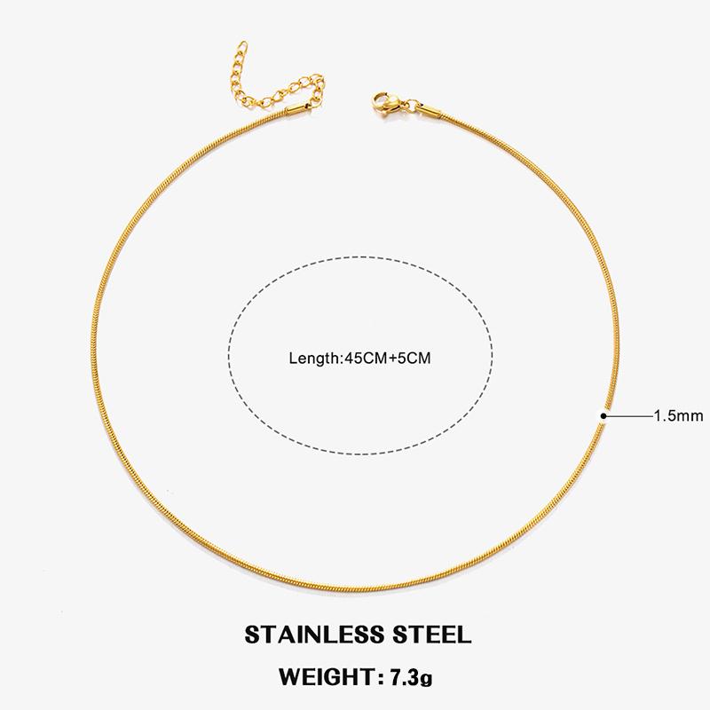 Classic Stainless Steel Round Snake Chain Choker Necklace For Women 0.9mm-2.0mm Gold Silver Color Daily Fashion Female Jewelry