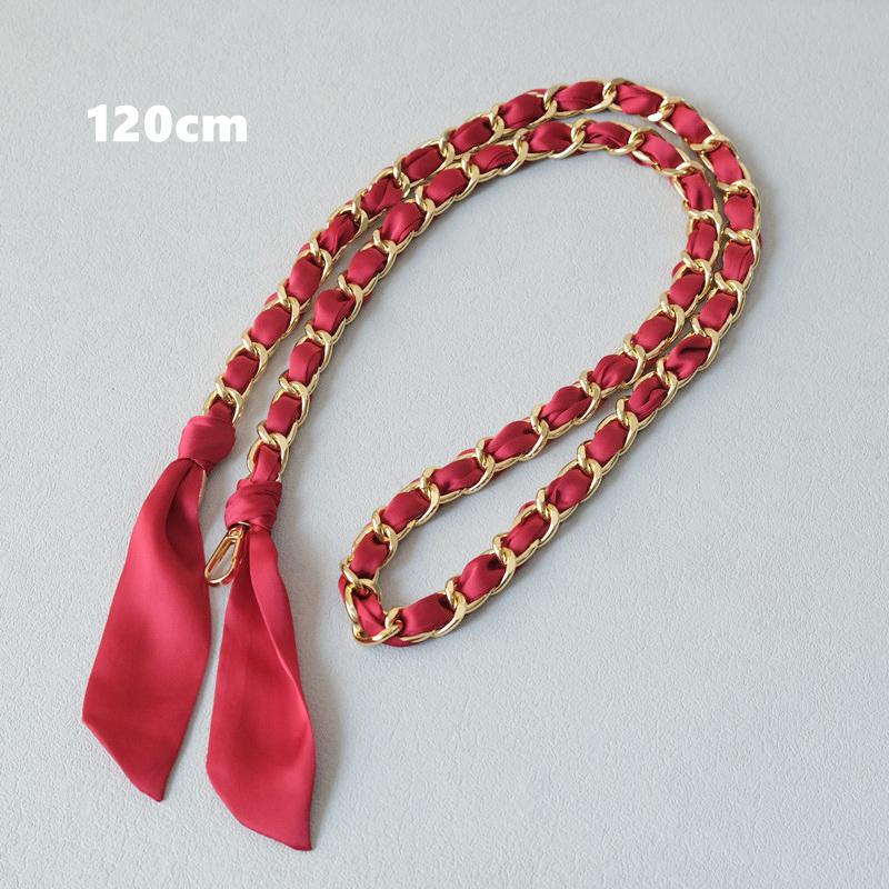 New Fashion Spring Woman Handbag Accessory Chains Detachable Long Cross Body Solid Cute Silk Strap Women Luxury Chain Bag Handles