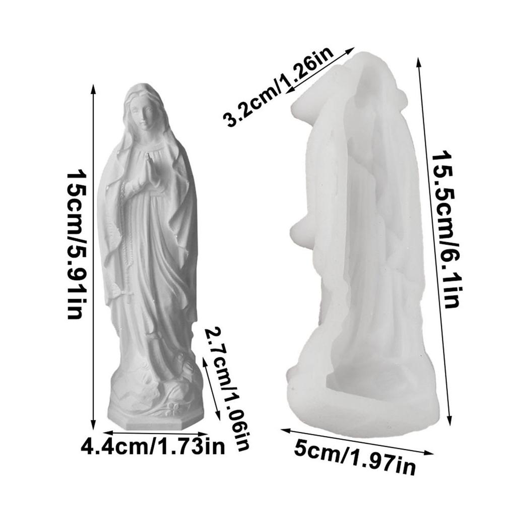 3D Virgin Mary Figurine Silicone Candle Molds for Epoxy Resin Candle Soap Making Home Decoration Temperature Resistant