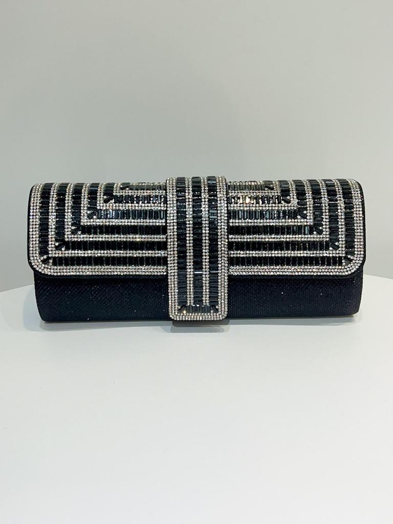 Women's Rhinestone Sparkle Chain Evening Clutch - Bridal, Banquet, Wedding, Socialite Handbag