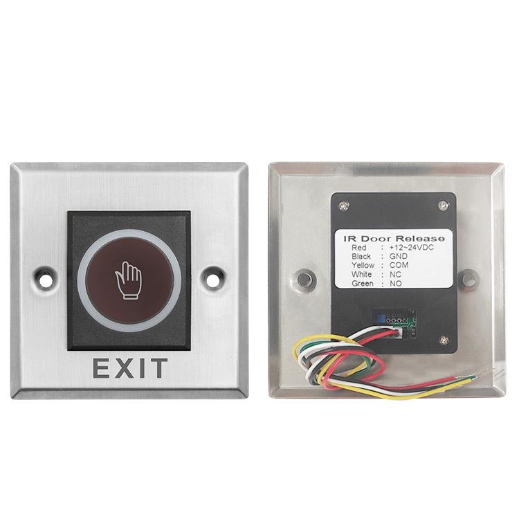 Brushed Stainless Steel Infrared Sensor Exit Switch - Concealed Mount, Contactless Button