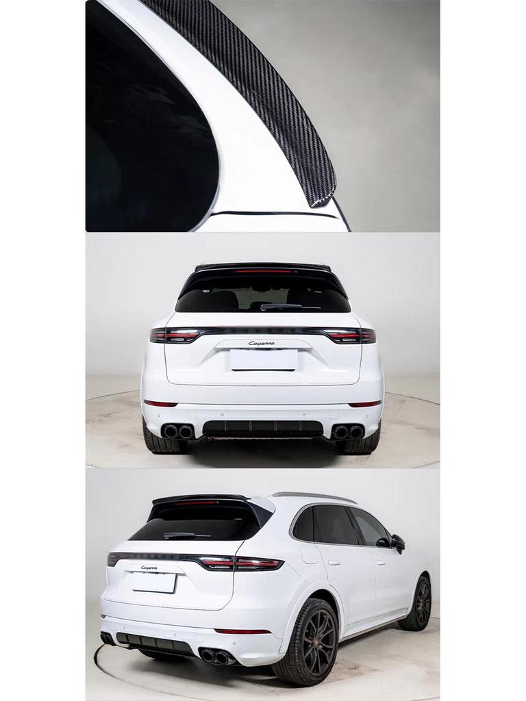 Carbon Fiber Rear Diffuser & Roof Spoiler for Porsche Cayenne (2018-2025) - Techart Style