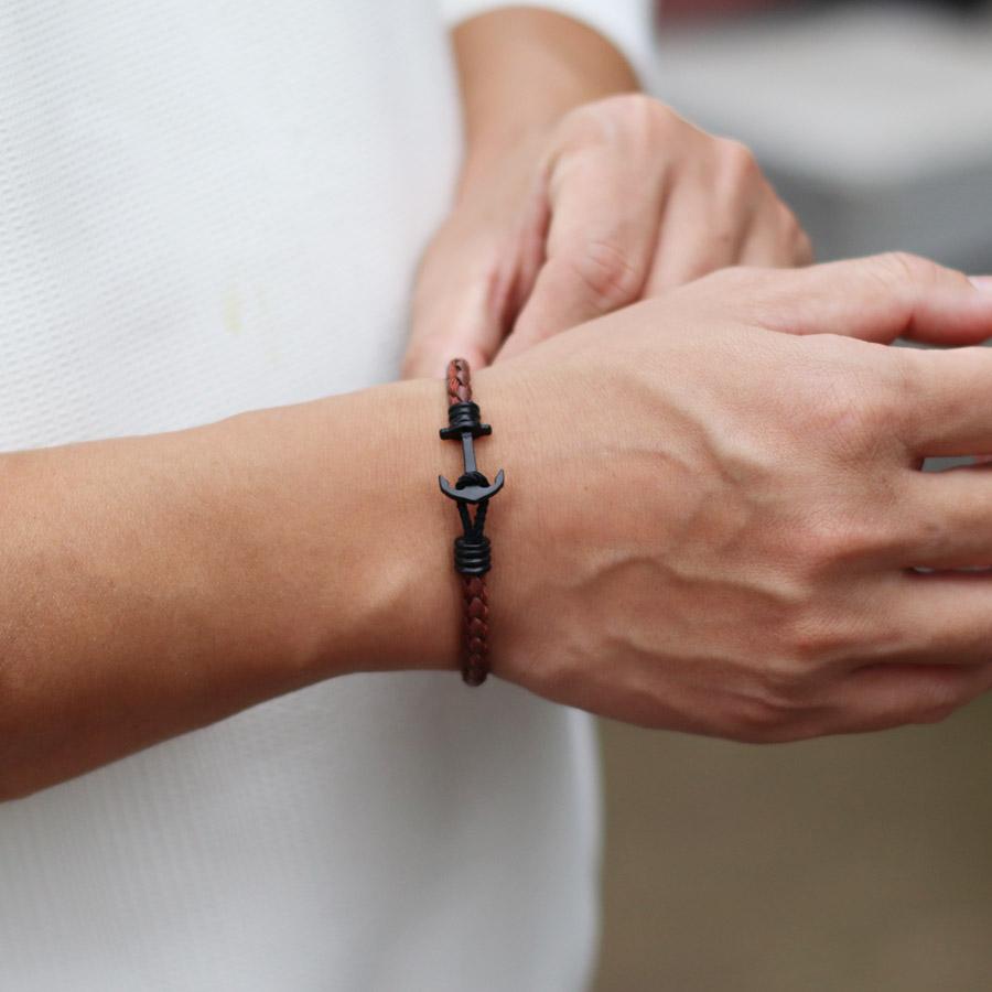Marine Style Men Leather Bracelet Handmade Anchor Braslet Nautical Wrap Rope Braclet Outdoor Beach Surfing Accessories Pulseria