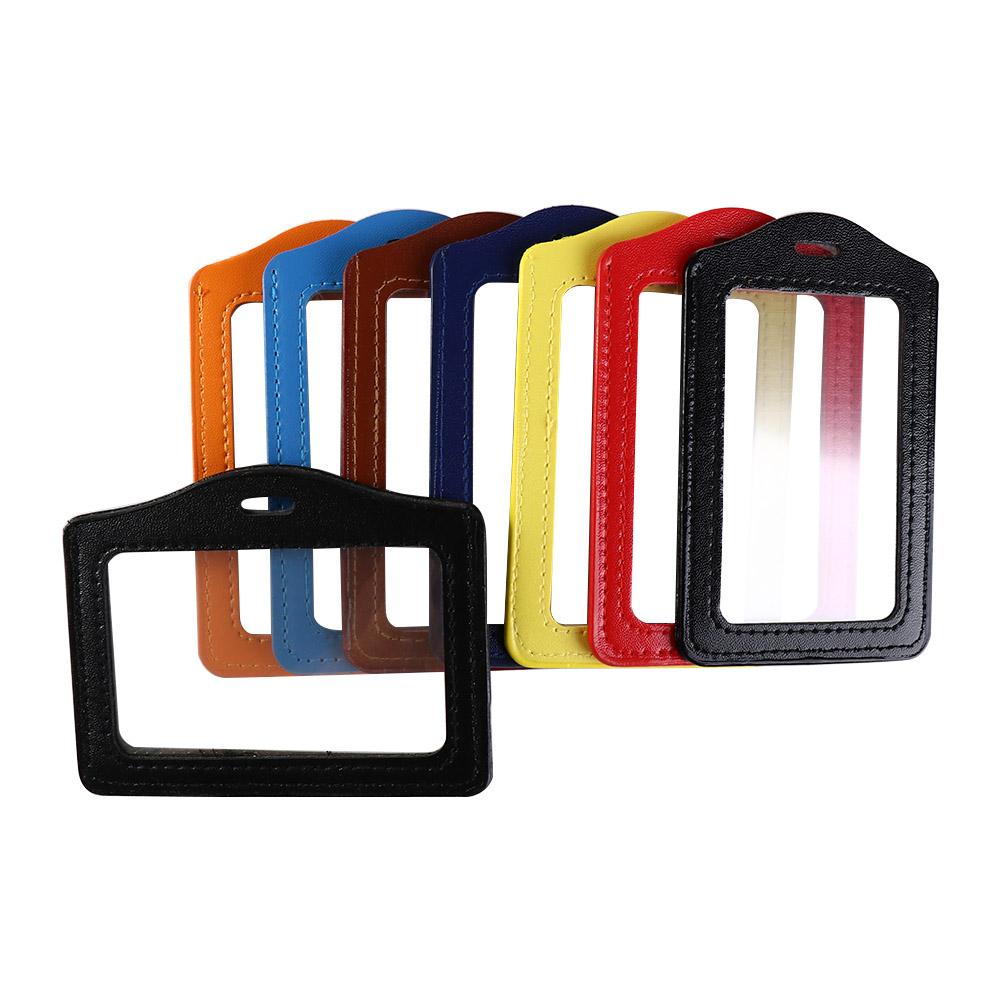 

Double-Sided Business Card Holder Transparent Name Card Cover ID Badge Case Students Sky blue-Vertical