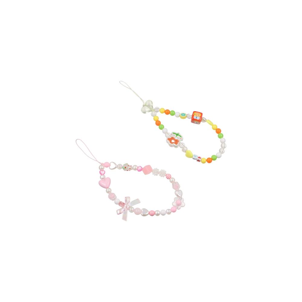Sweet Girls Mobile Phone Lanyard Hanging Cord Cellphone Chain Beaded Phone Strap  Trendy Pendant