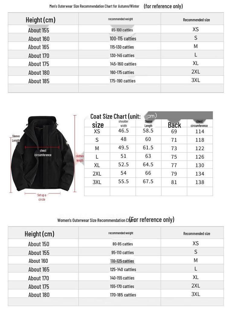 MULINSEN Unisex 3-in-1 Windproof Waterproof Fleece-Lined Outdoor Jacket