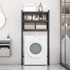 Floor-Standing Toilet and Washing Machine Storage Rack with Flip-Top Cabinet