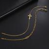 Double Layer Cross Pendant Bracelet For Stacking With Hollow Two-Hole Cross Chain Welded Necklace Jewelry