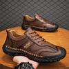 Fashion Men's Leather Casual Sneakers Handmade Breathable Shoes Soft Low-top Working Shoes