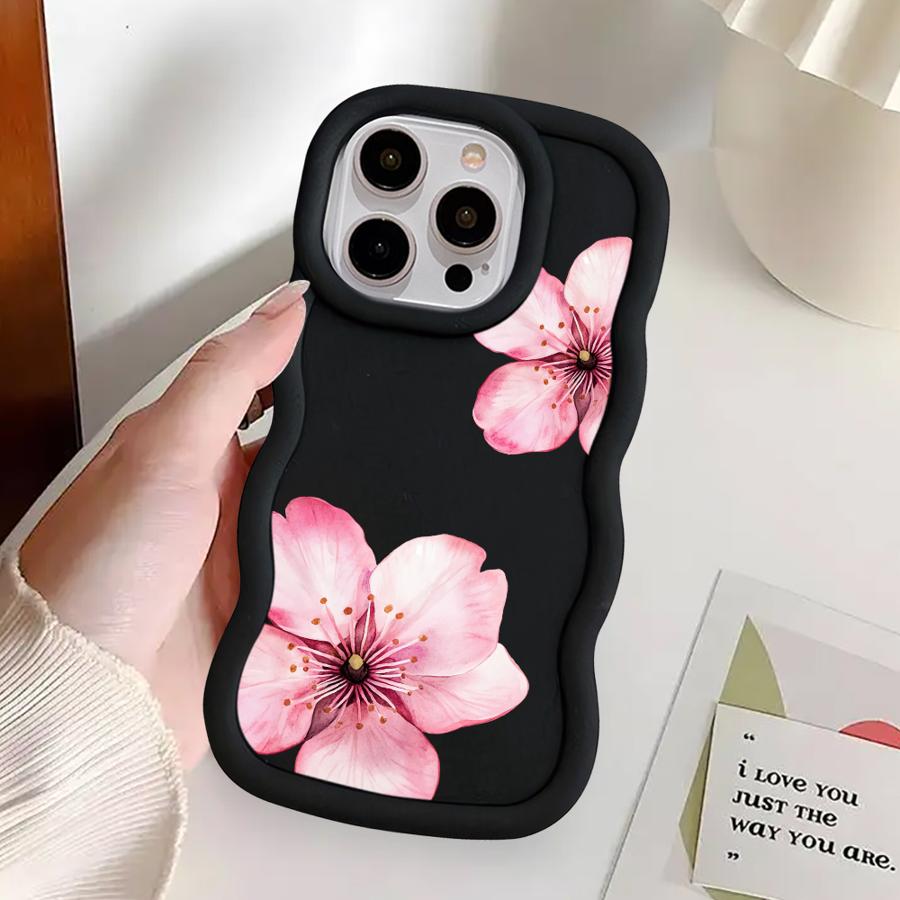 Pink Flower Soft Phone Cover Case for iPhone 17 Air 12 13 11 14 XR 15 Plus 16 Pro Max 8