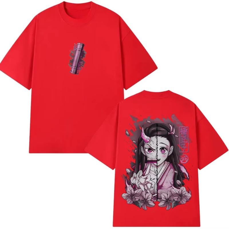 Anime Demon Slayer Kamado Nezuko Graphic T Shirt Men Women Casual Cotton Oversized Tshirts Mens Cartoon Manga Merch T Shirts