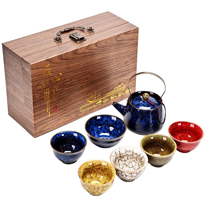 Colorful Glazed Ceramic Tea Set Gift Box