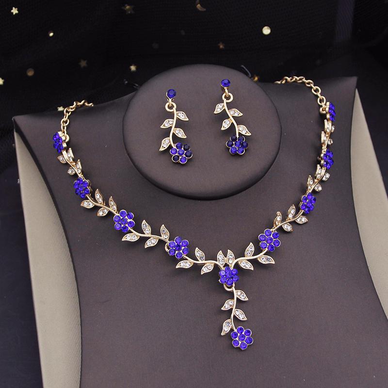 Luxury Tiaras Bridal Jewelry Sets for Women Flower Choker Necklace Sets Bride Crown Prom Wedding Jewelry Set Costume Accessory