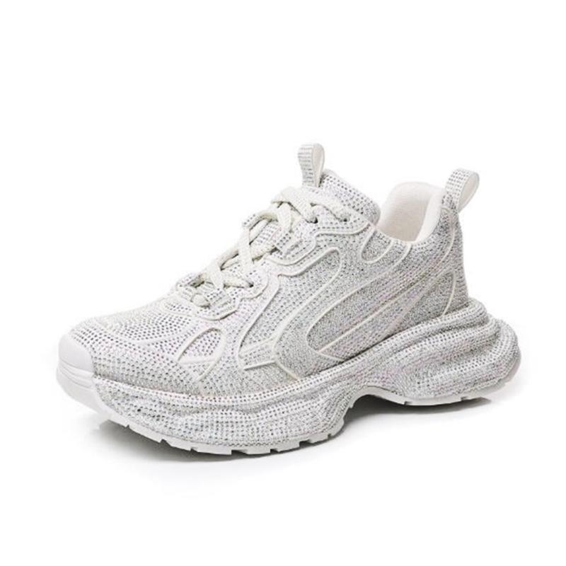 Fashion AIYUQI Women Sneakers Sheepskin 2025 New Rhinestone Rashion Women Flat Casual Shoes Large Size Sneakers For Women
