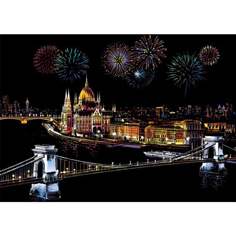 YUELU Colorful City III: DIY Night View Scratch Painting for Adults