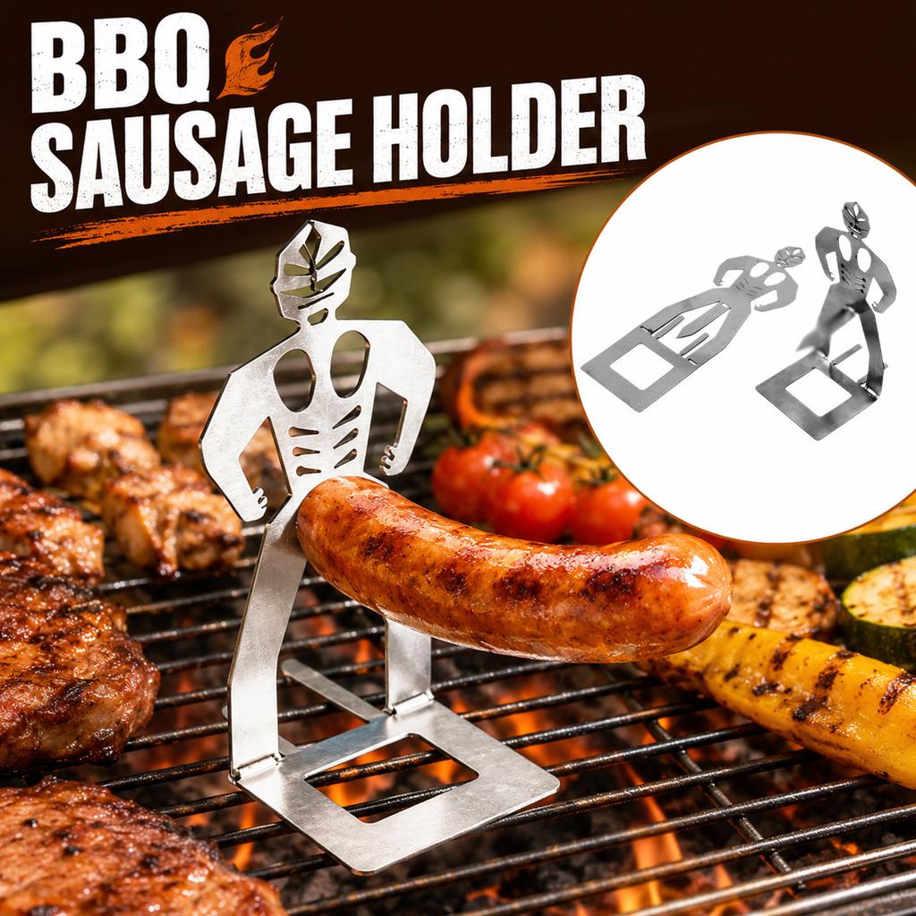 Supporto per Salsicce in Acciaio Inossidabile Supporto per Hot Dog Design Uomo Muscoloso Scaffale Espositore per Alimenti Durevole Accessorio Metallico per BBQ per Grigliatura Cottura
