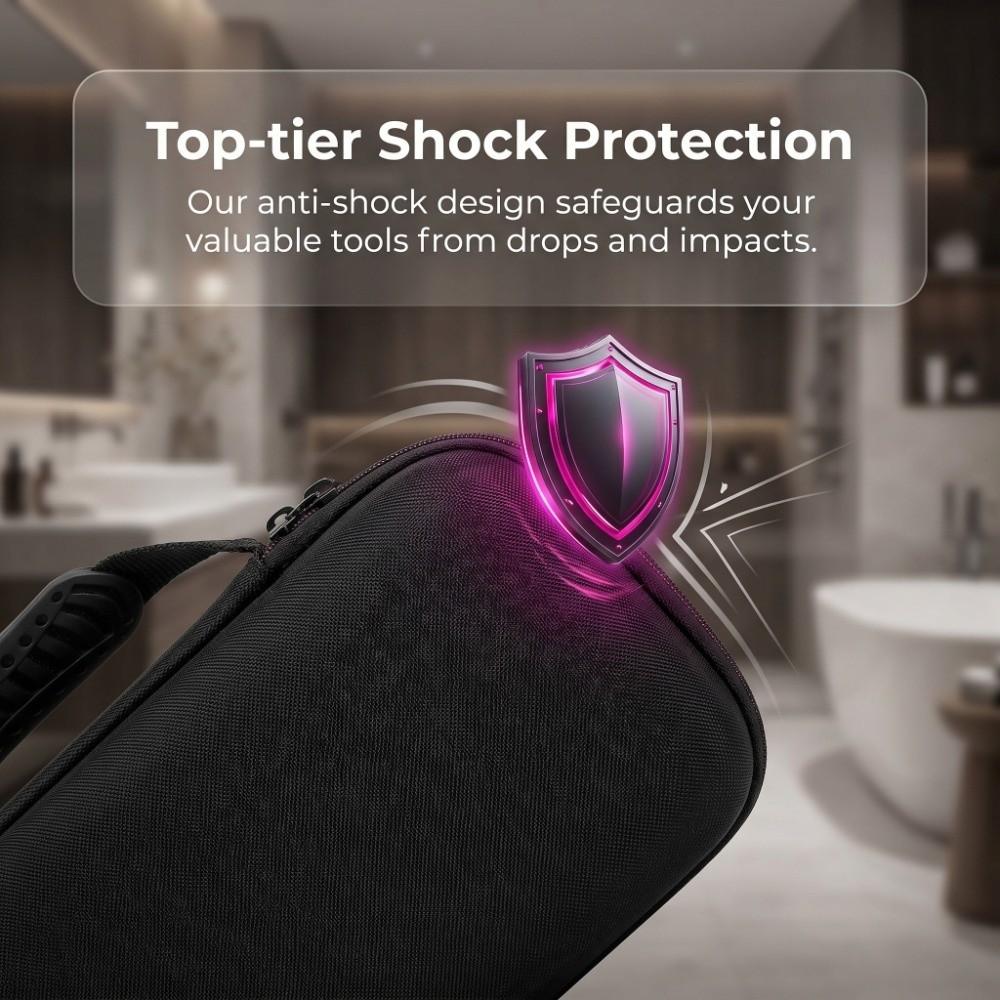 EVA Plastic Hair Tool Storage Bag Portable Shockproof Hair Straightener Storage Bag With Handle Black