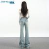 Jeanswest Women's Summer Washed High-Waist Flare Jeans