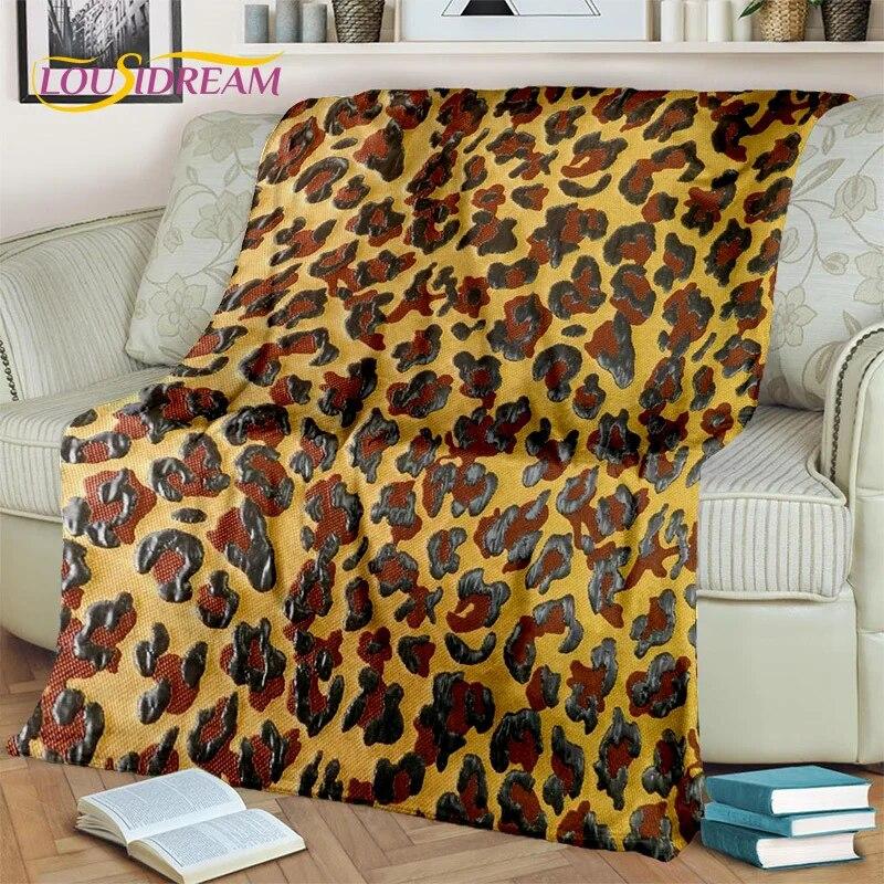 3D Wild Sexy Leopard Stripe Print Blanket,Soft Throw Blanket for Home Bedroom Bed Sofa Picnic Travel Office Cover Blanket Kids