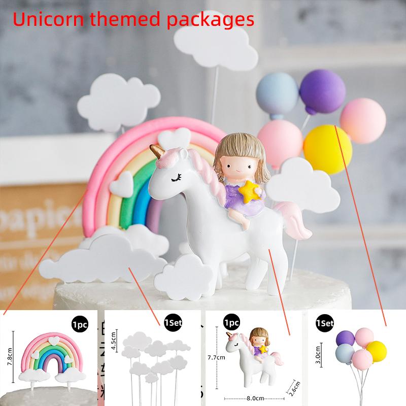 Rainbow Cake Topper Unicorn Birthday Party Decoration Kids Toddlers Birthday Party Happy Birthday Colorfu Rainbow Theme Supplies