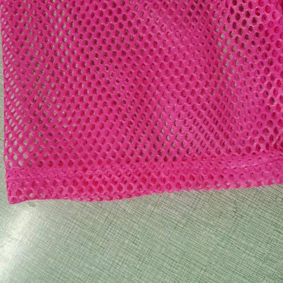 Women Fishnet T-Shirt Hollow Out Solid Color Loose Round Neck Three Quarter Sleeve Pullover See-through Nightclub Party Dance Top