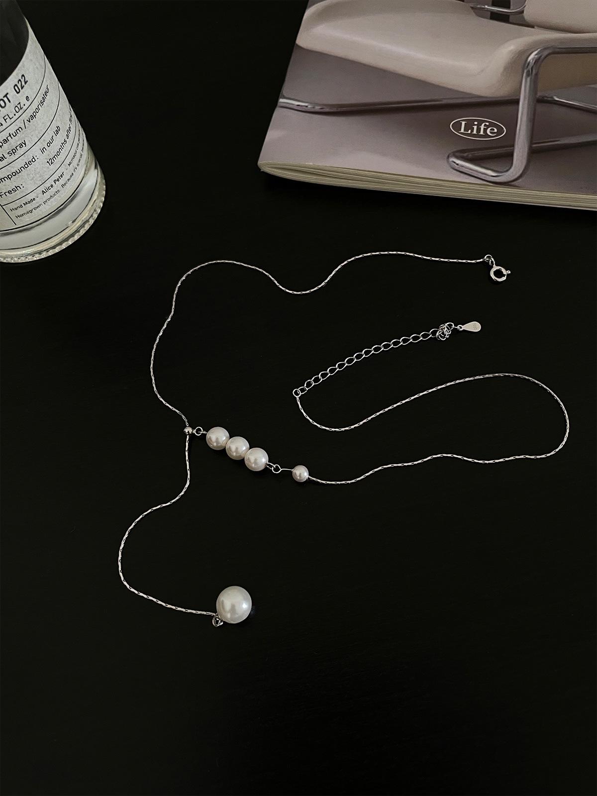 

Ожерелье из стерлингового серебра 925 пробы с жемчугом, женское, изысканное, индивидуальное, нишевое, с цепочкой на ключицу, премиум-цепочка на шею, новое 925 silver