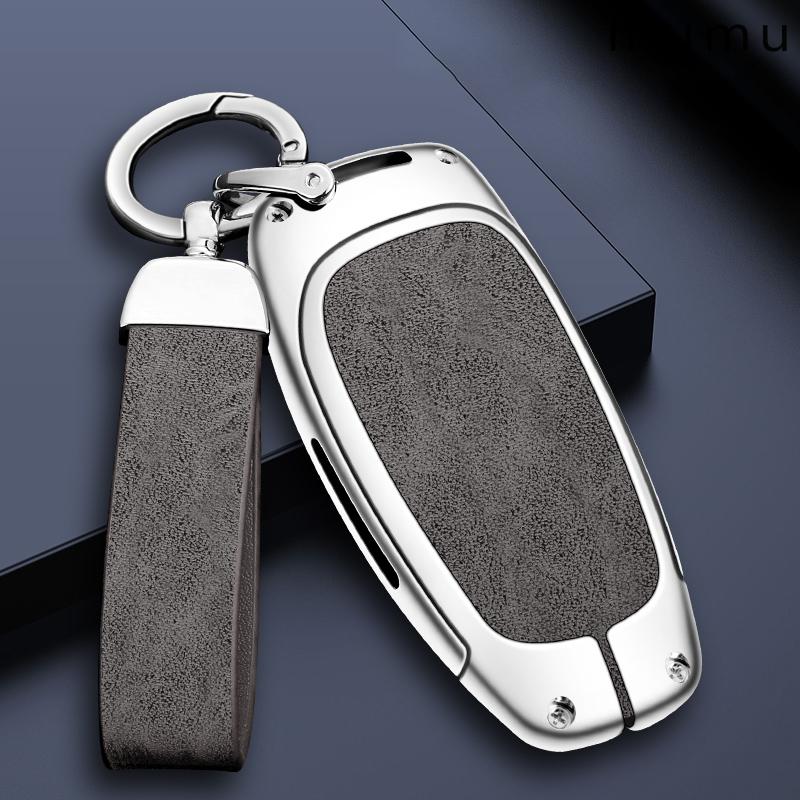 For Hyundai I30 Ix35 Kona Zinc Alloy Leather Car Key Case Cover Encino Solaris Azera Keychain Remote Shell Holder Accessories