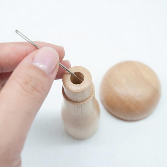 1 Set Darning Mushroom Wood Darning Egg Knitting Repair Tool Sewing Tool with Elastic Rope Large Eye Needle for Darning Socks Hats Sweaters DIY