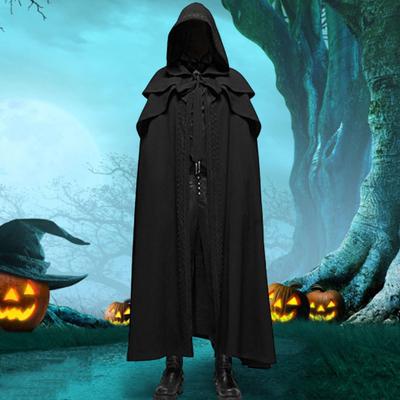 Capa de cosplay de Halloween con capucha de color sólido unisex capa de mascarada diseño holgado disfraz de bruja de fiesta