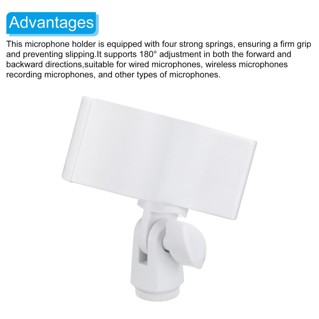 uxcell Microphone Holder, O.D. 32mm - 60mm Plastic Interface, Microphone Holder Clip with 38" Plastic Adapter for Lavalier Microphones, White, Set of