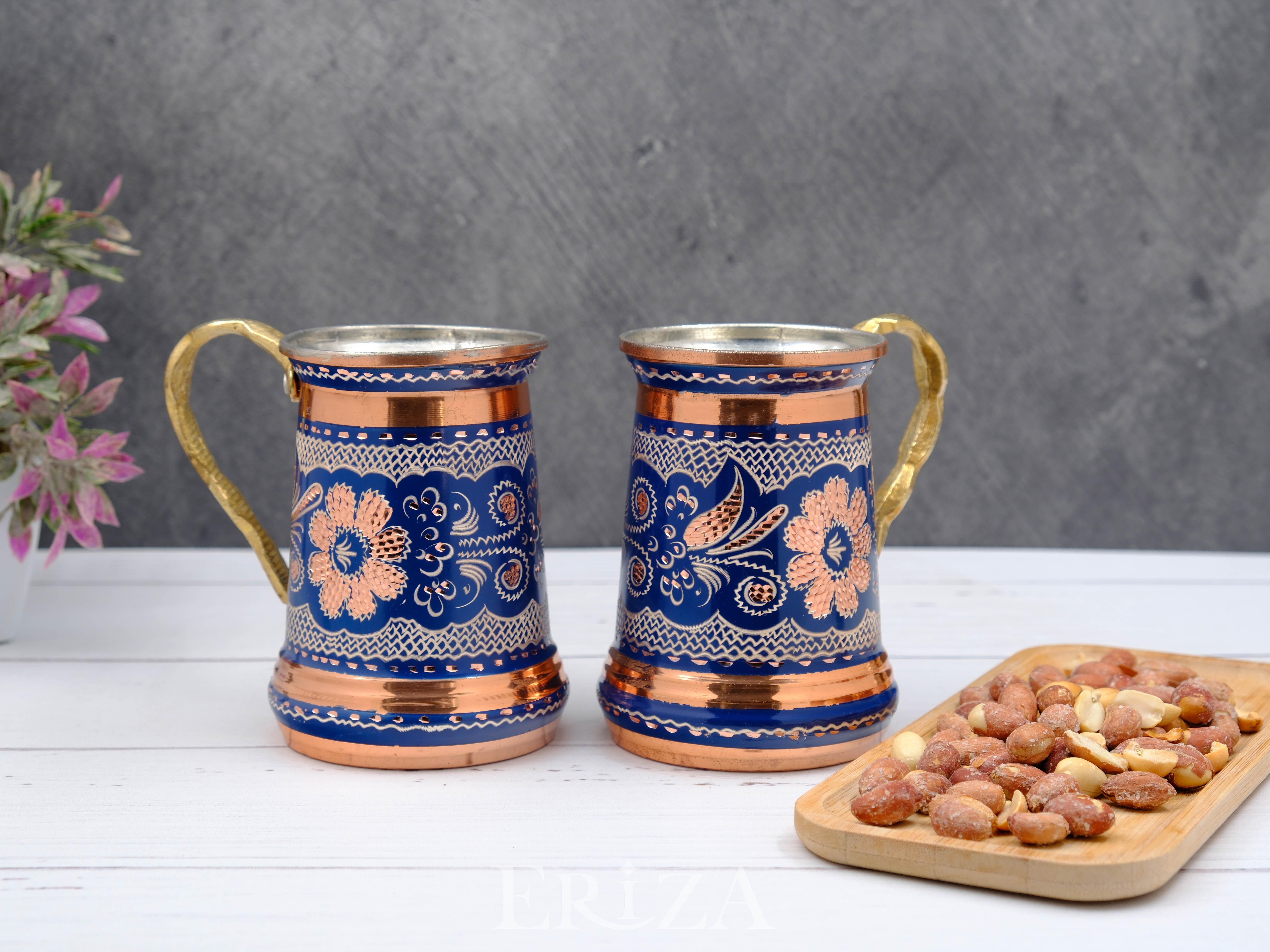 

Copper Anniversary Gift Handmade Mug 1 PIECES синій