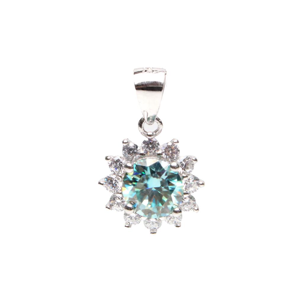 Bien Vetu Blue Moissanite Pendant 1 Carat Floral 4002
