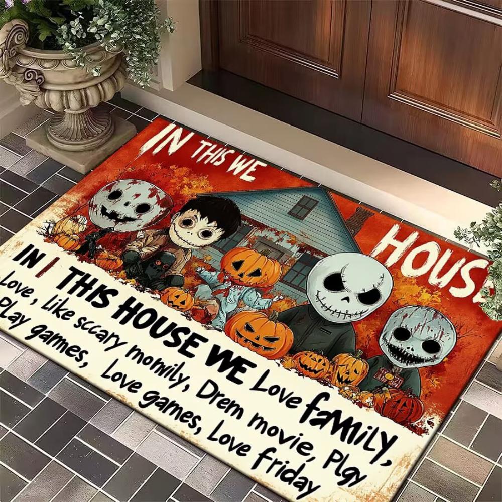

This House Halloween Door Mat Machine-washable Anti-slip Floor Mat Living Room, Bedroom, Kitchen Entrance Nonslip Floor Mat 40x60cm