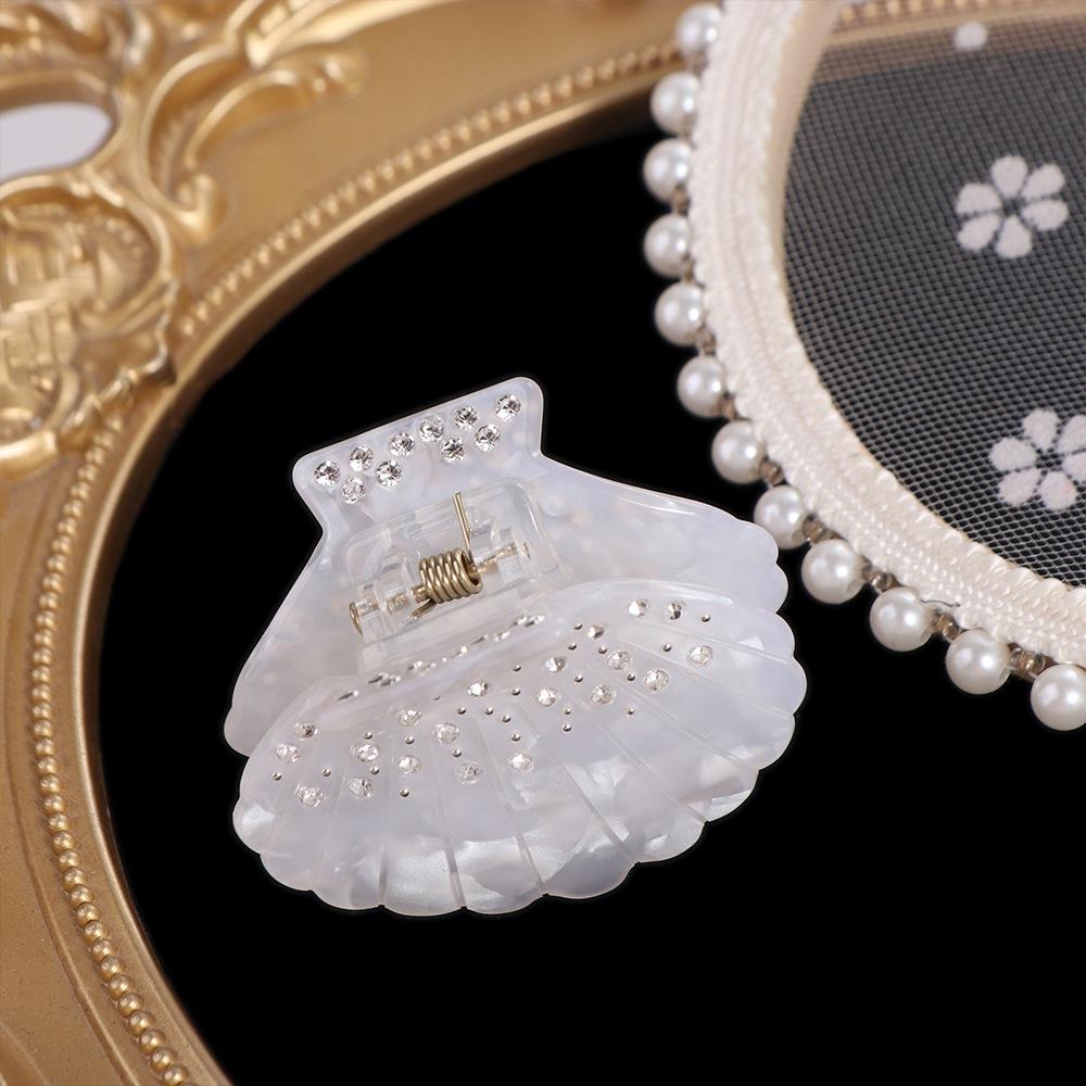 Sweet Rhonestone Shell Hair Claw Acrylic Korean Style Shell Crab Clip Hair Clip Headwear Shell Shape Claw Clip Party