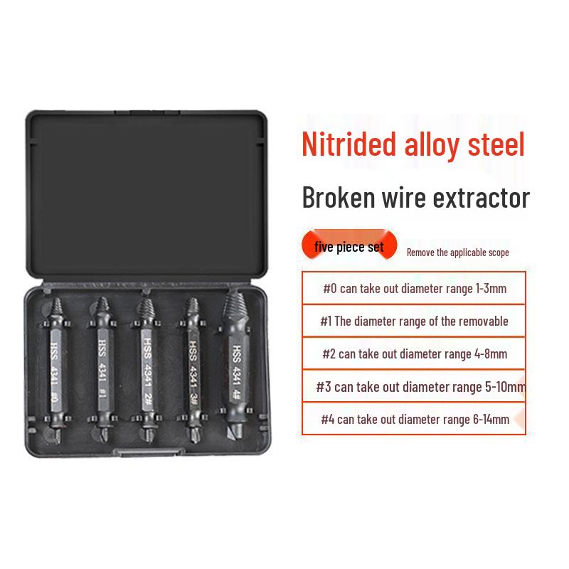 High-Speed Steel Double-Ended Screw and Wire Extractor Set 4341