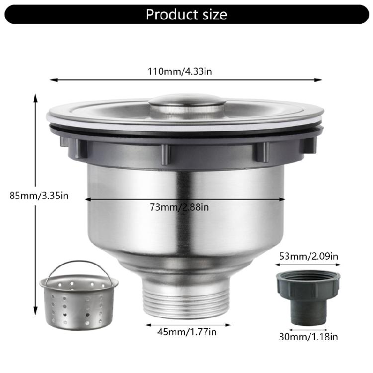 Stahl Spülbecken Abfluss mit vertieftem Siebkorb Metall Spülbecken Abfluss Set einfache Installation Stahl Spülbecken Abfluss für Haus