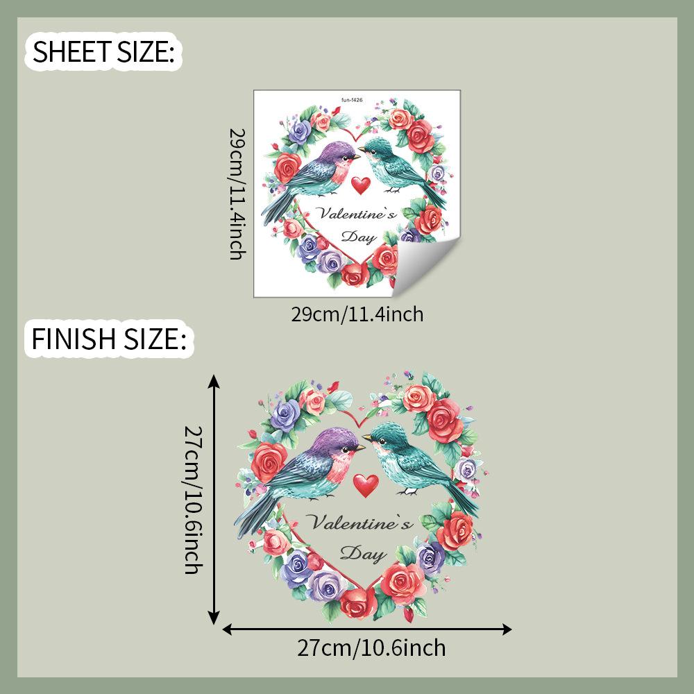 

День святого Валентина Любящие цветы Сороки Спальня Гостиная Прихожая Дом Фон Украшение Наклейки на стену