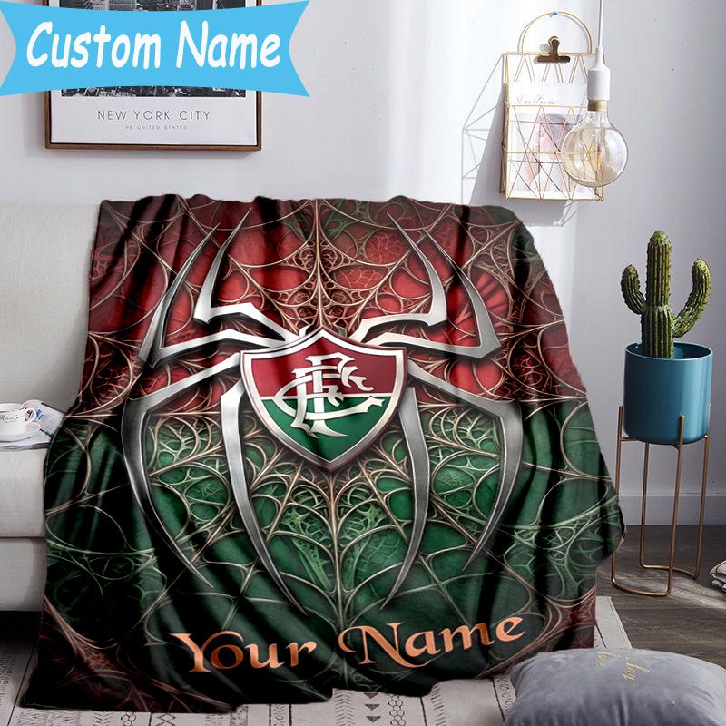 Custom Name Fluminense Club Crest Flannel Blanket, Use for Birthday/Holiday Gift, Soft Blanket for Sofa/Bed/Camping/Office, Home Decor