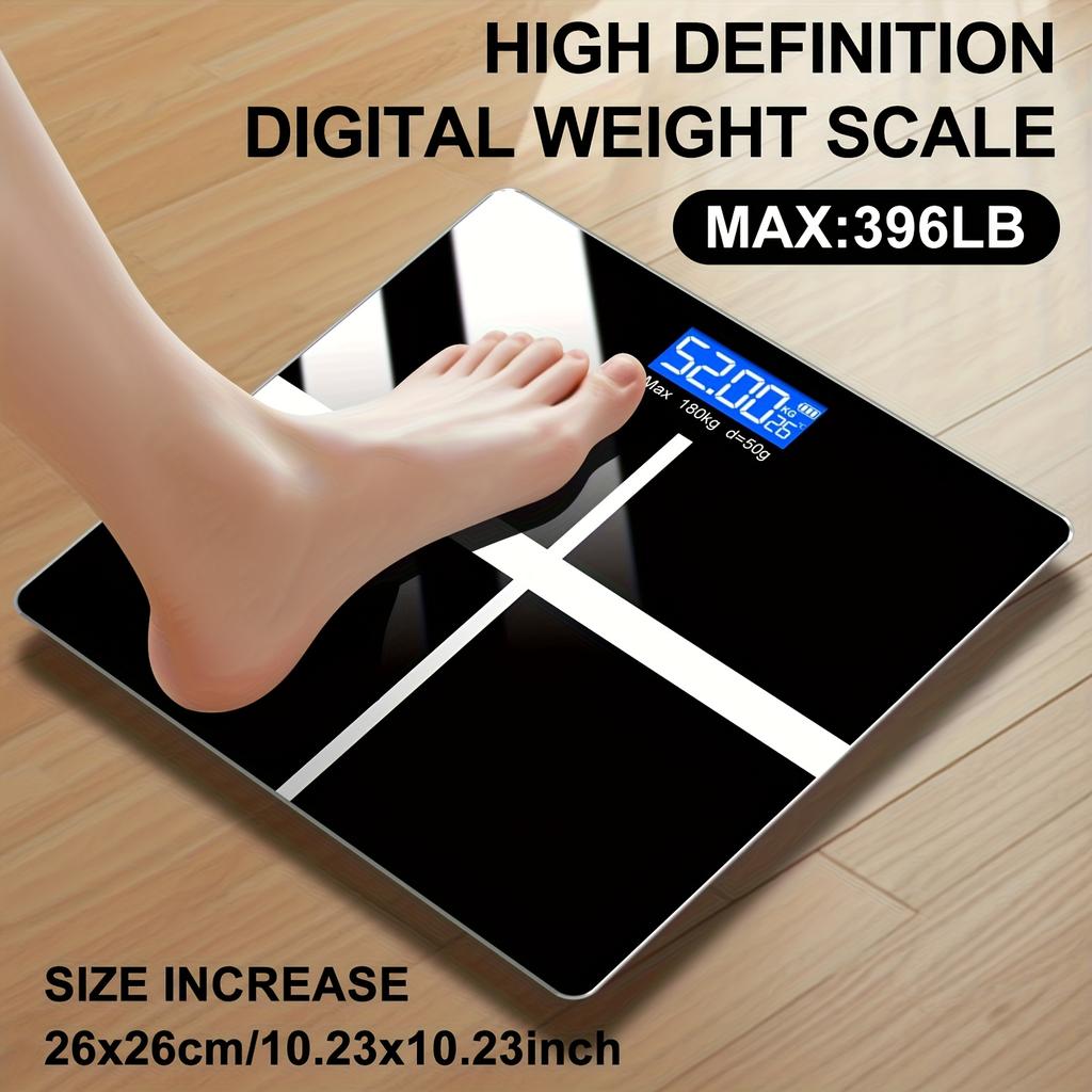 High-Precision Digital Scale: 396lb/180kg Capacity Large LCD Low Battery Indicator Easy-Clean Platform for Home, Gym, Office
