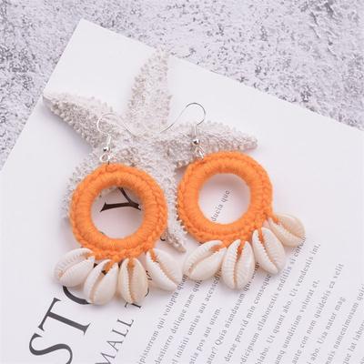 Shell Tassel Earring Women Beach Shell Original New Crochet Earrings Large Circle Dangle Drop Earrings Fashion Boho