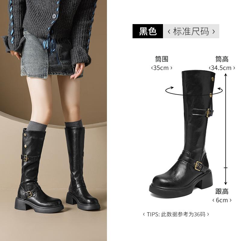 Brown Boots New Winter Velvet High Tube But Knee Thick Sole Thin Knight Boots