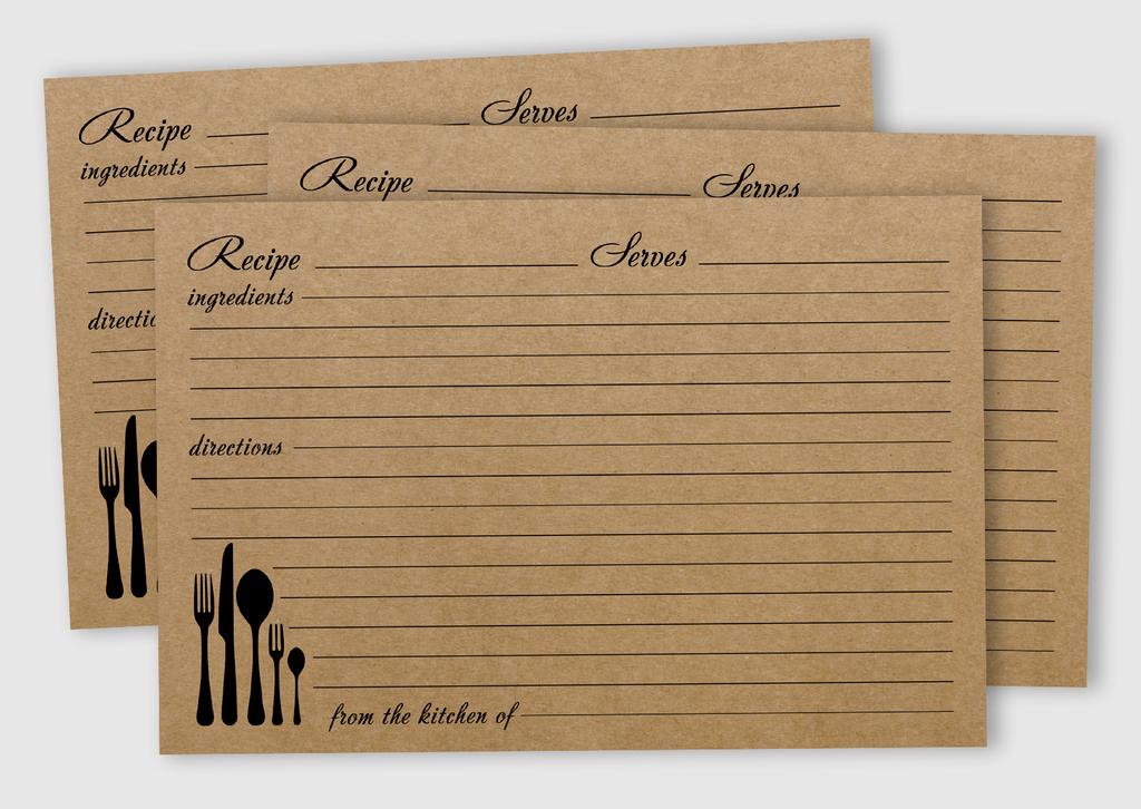 Inkdotpot Karta Przepisu 6x4 cala Jednostronne Karty z Projektami Przepisów Klasyczne Kraftowe Karty Przepisów Ślub-Wieczór Panieński-Baby Shower- Zestaw