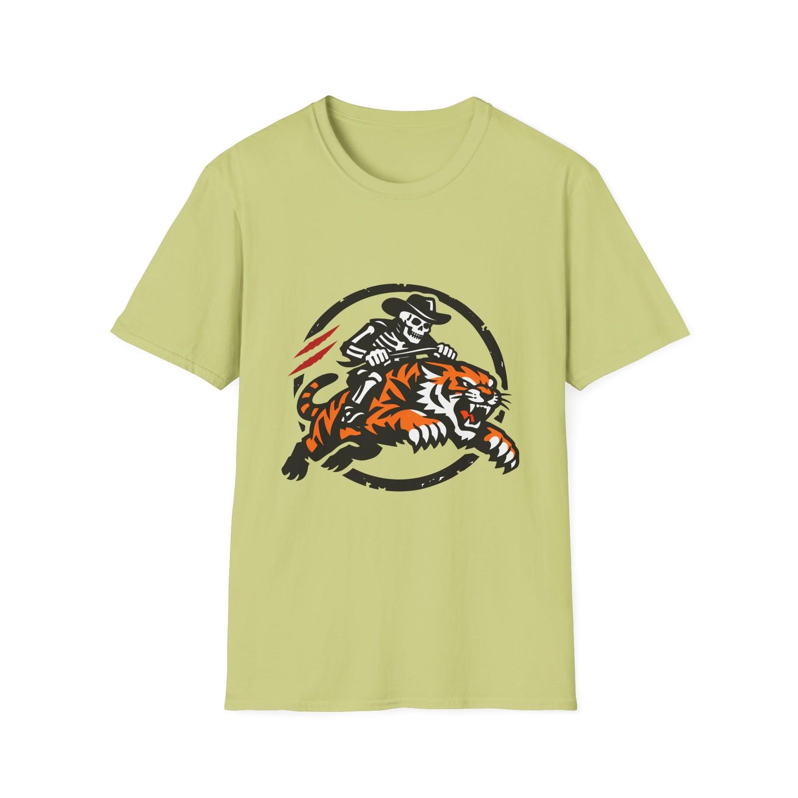 

Unisex Softstyle T-Shirt Skeleton Tiger Skull Wildlife Gothic Fantasy Tattoo S разноцветный