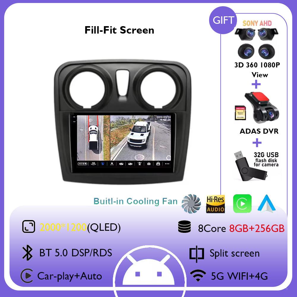Android 14 Car Radio for Renault Logan 2 2012 - 2019 Sandero 2 2014 - 2019 Multimedia Navigation Carplay Auto Head Unit NO 2 Din