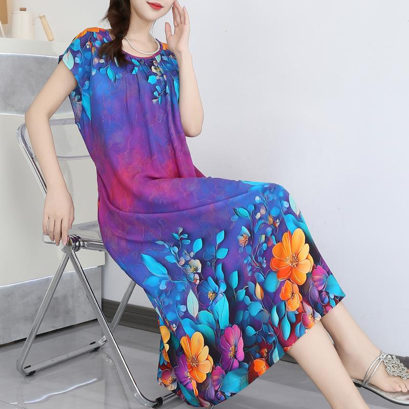 Elegant Summer Loose Dress Woman Clothing Casual Loose Plus Size Long Dresses