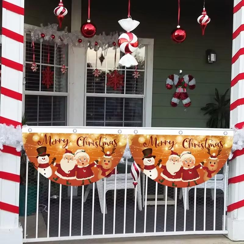 Christmas Fan-shaped Flag Banner Christmas Decor for Home 2026 Christmas Ornament Xmas Navidad Natal Noel Gifts New Year 2026