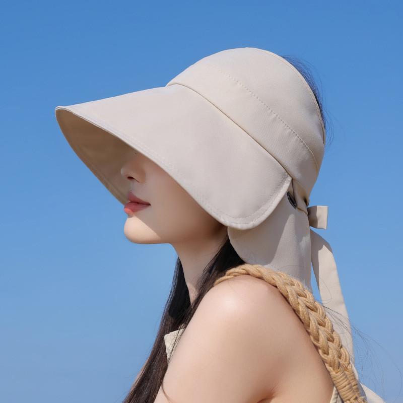 Wide Summer Brimmed Sun Protection Hat With Bow Decoration For Daily Outdoor