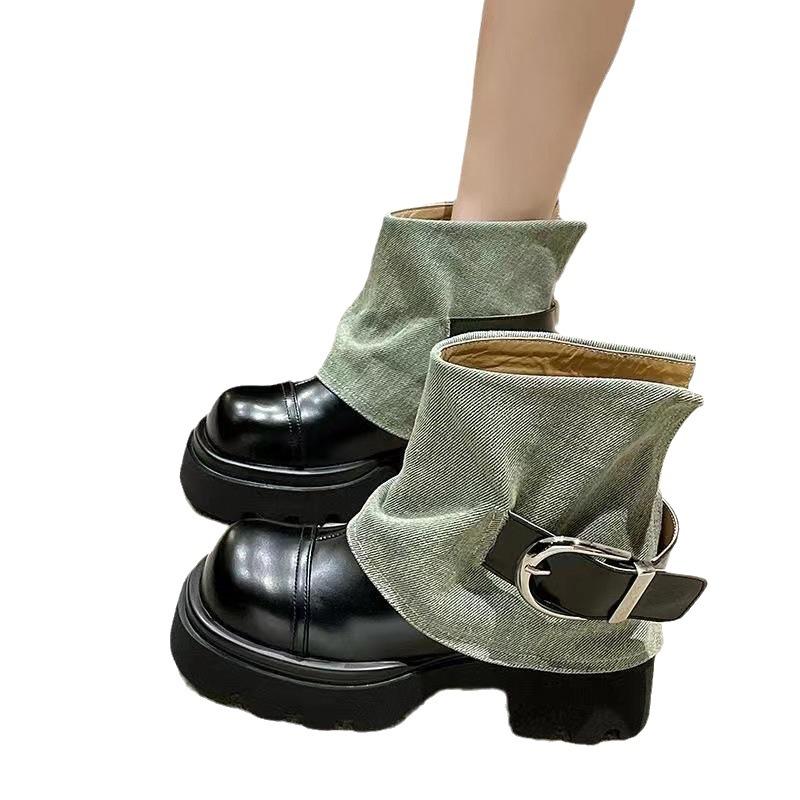 

Продажа Новая осенняя новинка Женские брючные ботинки Пряжка ремня Толстая подошва Средний каблук Женские ботинки Водонепроницаемая платформа 35 чёрный