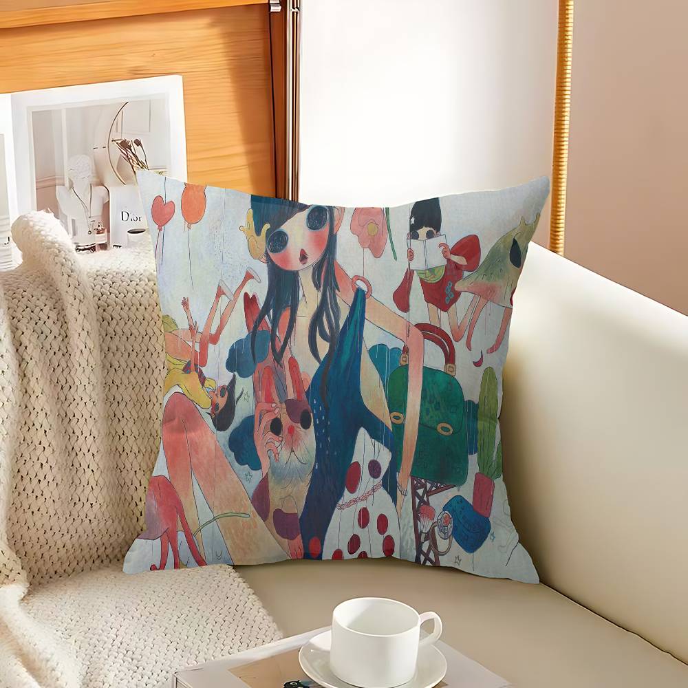 A-Aya T-Takano Art Cushion Cover Inches Farmhouse Decor Home Throw Pillow Covers for Couch Decorations